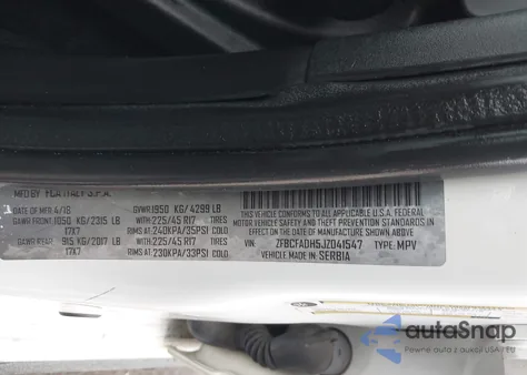 2018 Fiat 500L Trekking from USA, damaged, VIN ZFBCFADH5JZ041547